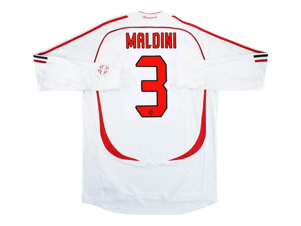 Ac Milan 2007 Maldini 3 Manches Longues Exterieur Football Maillot de football Maillot