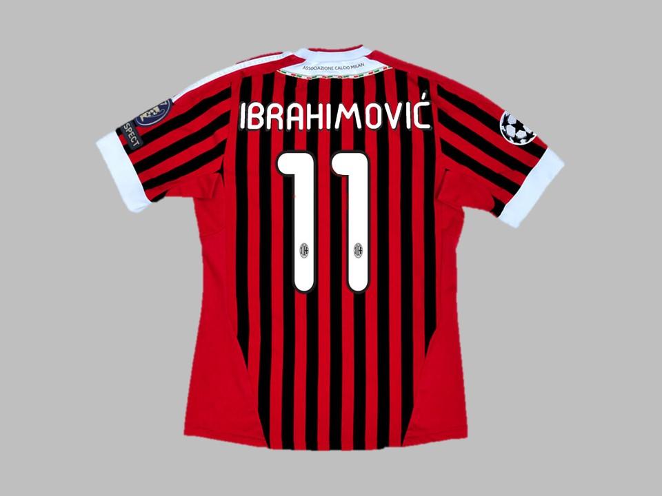 Ac Milan 2011 2012 Ibrahimovic 11 Domicile Maillot Champions League