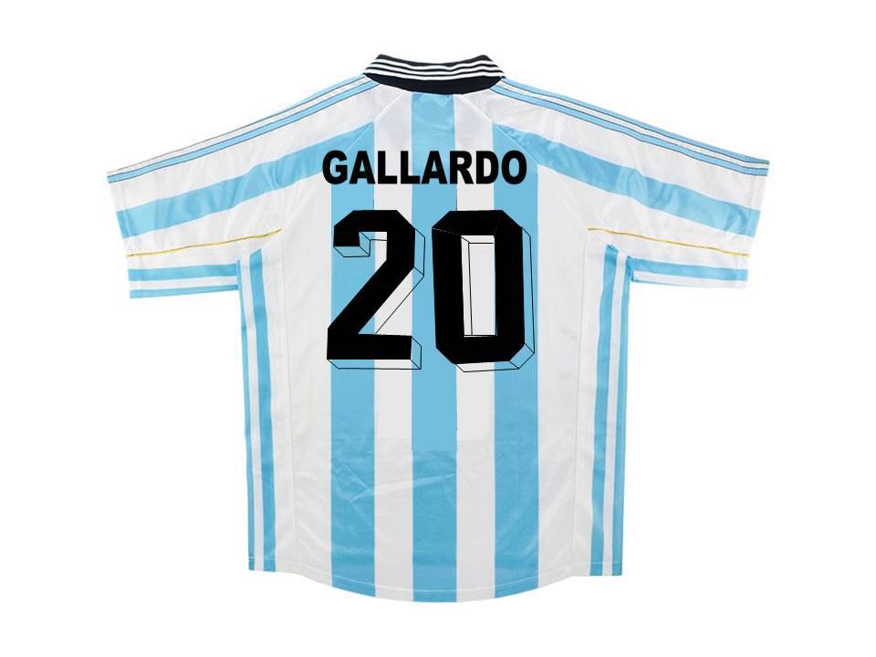 Argentina 1998 Gallardo 20 World Cup Domicile Football Maillot de football Maillot
