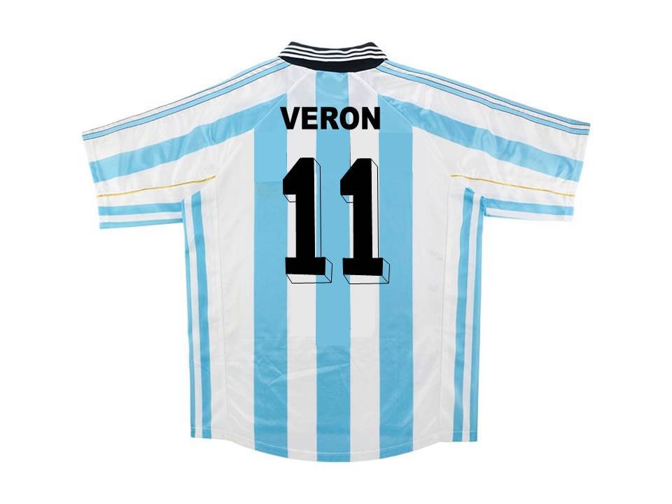 Argentina 1998 Veron 11 World Cup Domicile Football Maillot de football Maillot