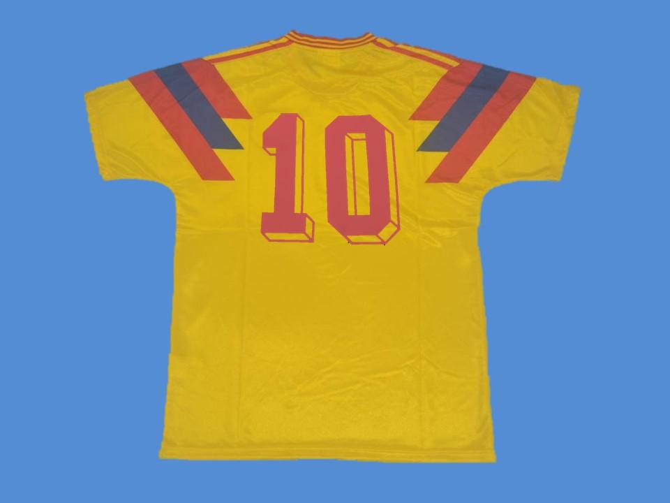 Colombia 1990 World Cup Number 10 Domicile Jaune Maillot