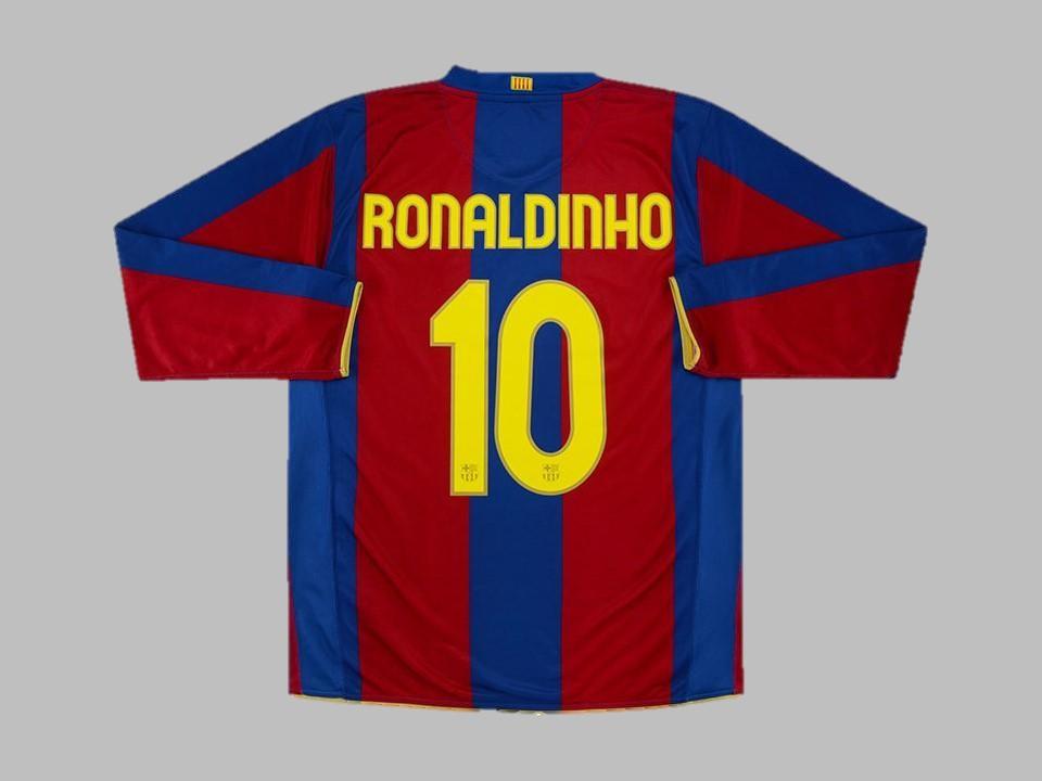 Fc Barcelona 2007 2008 Ronaldinho 10 Domicile Maillot Manches Longues