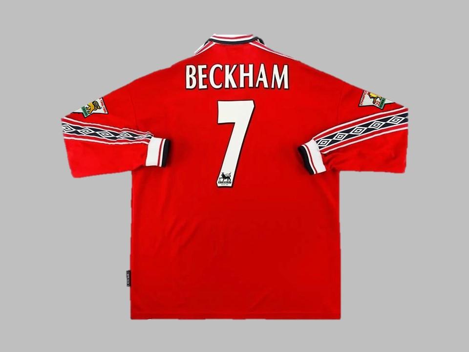 Manchester United 1998 1999 Beckham 7 Domicile Manches Longues Maillot