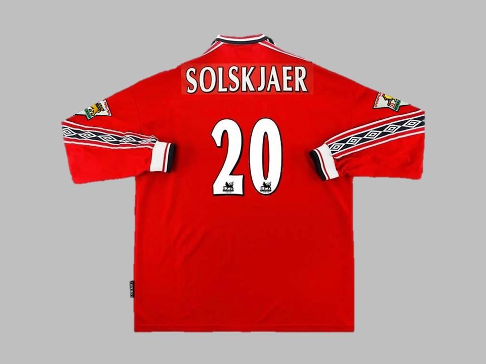 Manchester United 1998 1999 Solskjaer 20 Domicile Manches Longues Maillot