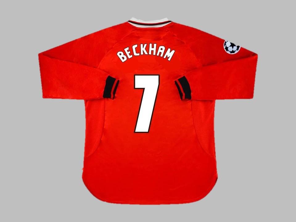 Manchester United 1999 Beckham 7 Ucl Finale Manches Longues Domicile Maillot