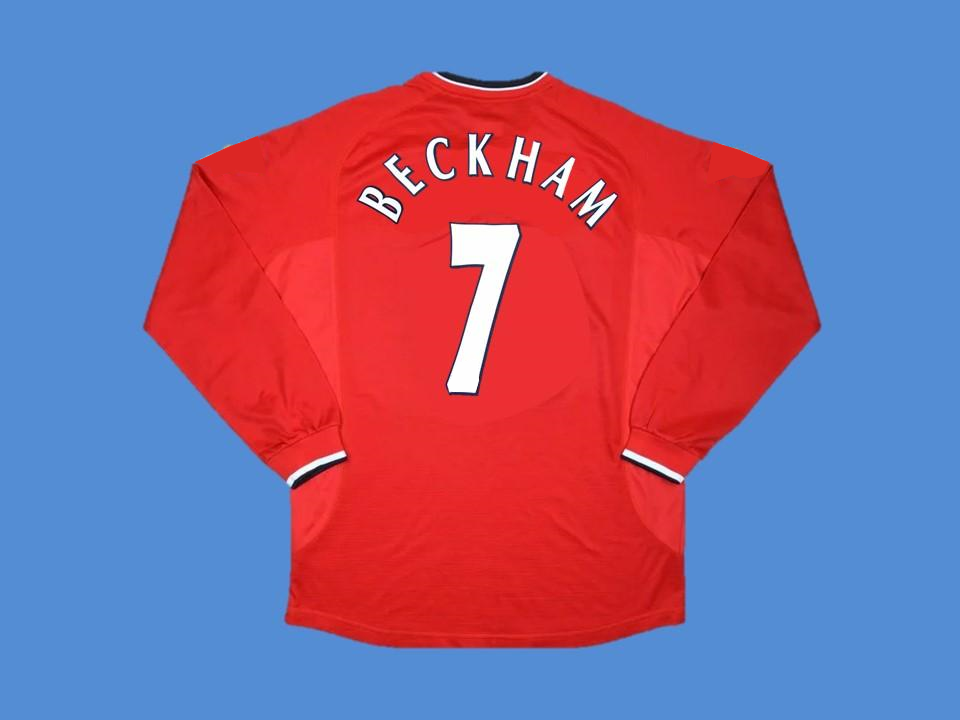 Manchester United 2000 2001 Beckham 7 Domicile Maillot Manches Longues