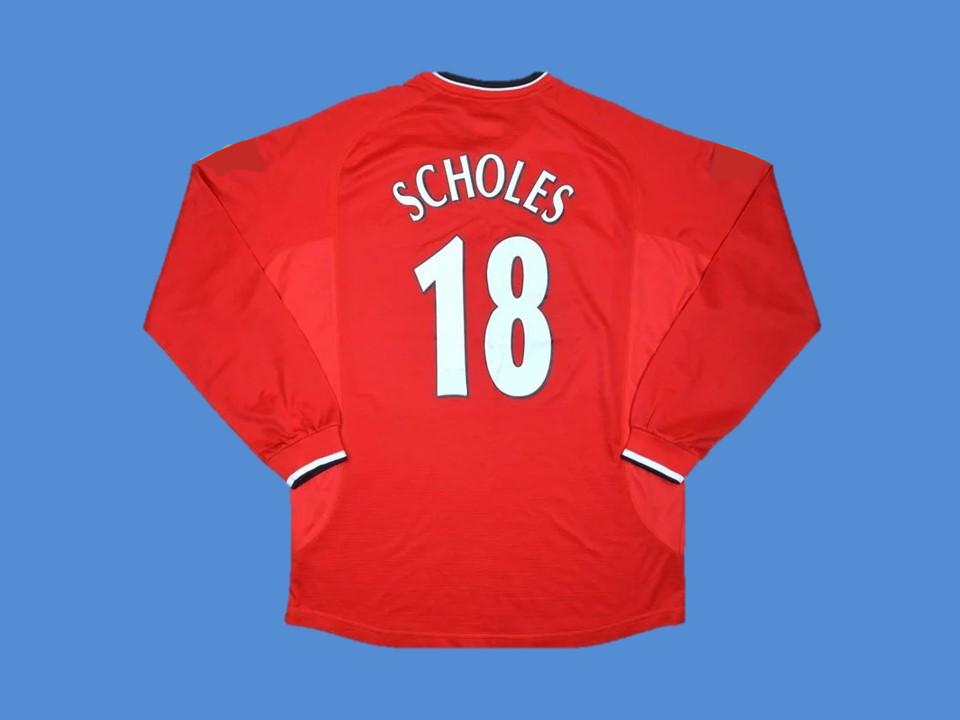 Manchester United 2000 2001 Scholes 18 Domicile Maillot Manches Longues