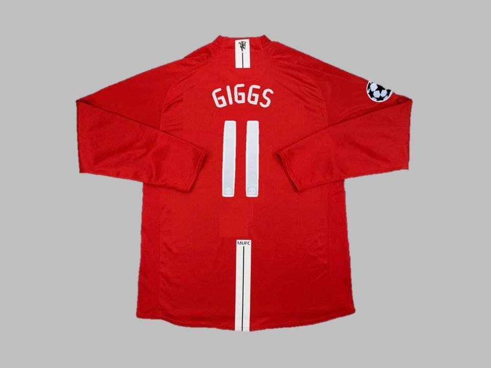 Manchester United 2007 2008 Giggs 11 Ucl Finale Domicile Manches Longues Maillot
