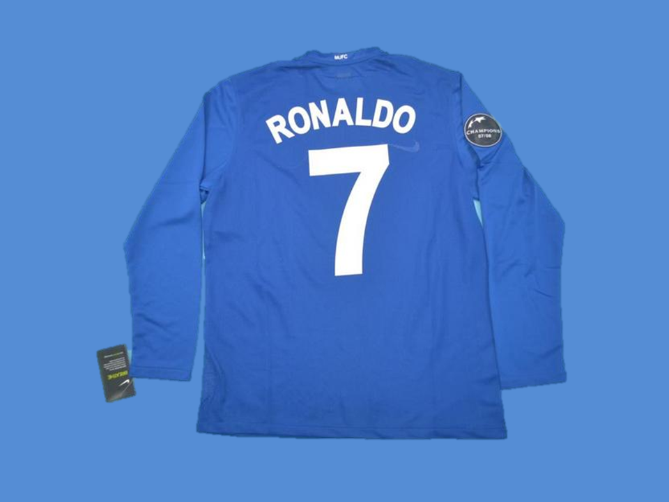 Manchester United 2007 2008 Ronaldo 7 Manches Longues Exterieur Maillot World Champions